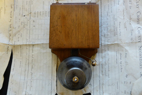 Restored Art Deco Wood & Steel Electric Conical Doorbell - 6 - 12 volts