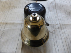 Small Art Deco Vintage Bakelite & Brass Electric Door Bell - 4v