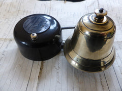 Small Art Deco Vintage Bakelite & Brass Electric Door Bell - 4v