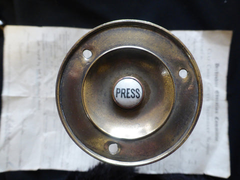 Victorian Brass Electric Door Bell Push - 3"