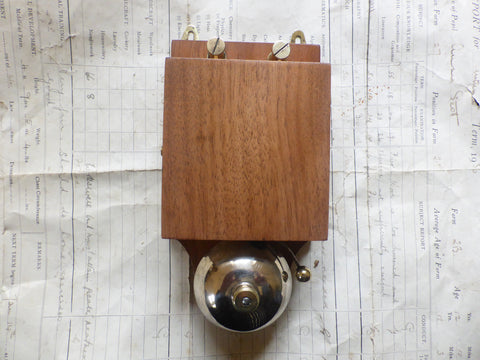 Restored Antique Golden Wood & Brass Electric Doorbell - 4-6 volts