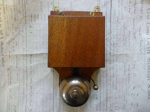 Art Deco Wood & Brass Electric Doorbell - 3 -6 volts