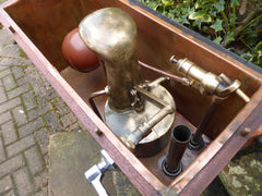 Vintage Restored Semi High Level Japkap Toilet Cistern in Mahogany - Brass & Copper