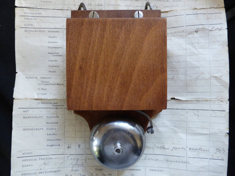 Restored Art Deco Wood & Steel Electric Doorbell - 3-6 volts