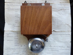 Restored Art Deco Wood & Steel Electric Doorbell - 3-6 volts