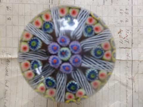 Vintage Millefiori Glass Paperweight Door Handle - Brown Base