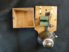 Restored Art Deco Wood & Steel Electric Conical Doorbell - 3-4 volts