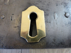 7 1/4" x 5" Victorian Cast Iron & Brass Door Rim Lock, Key & Fancy Keep - Carpenter