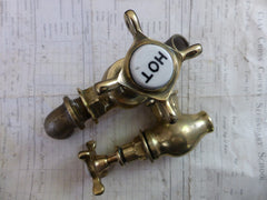 Antique Solid Brass Globe Sink/Bath/Butler Taps - L.C.W.W Owl Logo
