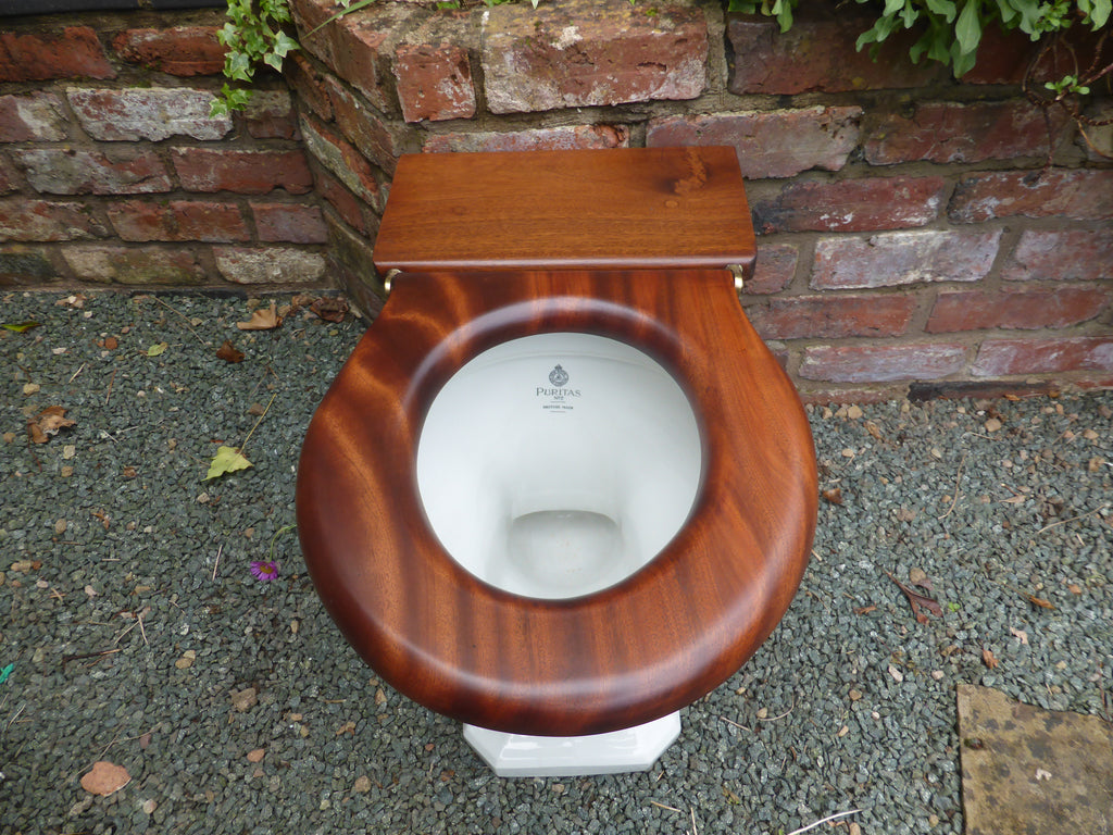 Antique Mahogany High Level Toilet Seat - Stunning Striped Grain