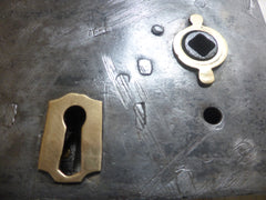 6"x 4 1/4" Iron & Brass Door Rim Lock, Key & Keep