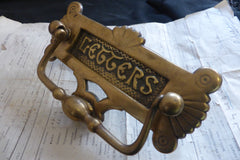 Large Arts & Crafts Brass Door Letter Box & Knocker - 1898