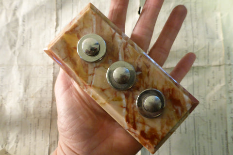 Art Deco Marble, Chrome & Bakelite Desk Bell Push Buttons