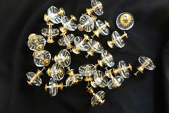 Six Vintage Flower Glass & Gold Drawer Knobs 1970s - 4 Sets Available