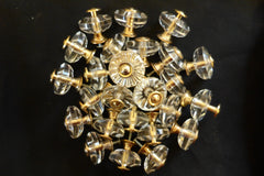 Six Vintage Flower Glass & Gold Drawer Knobs 1970s - 4 Sets Available