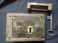 Gothic Reclaimed Wooden & Cast iron Church / Castle Rim Lock with Key and Keep