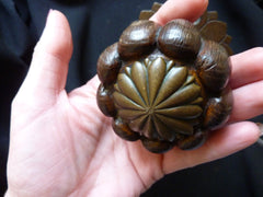 Gothic 1800s Wood & Bronze Entrance Door Centre Pull Knob