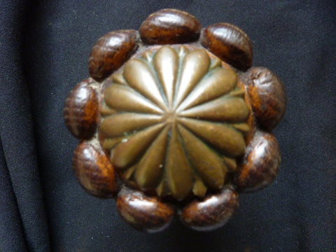 Gothic 1800s Wood & Bronze Entrance Door Centre Pull Knob