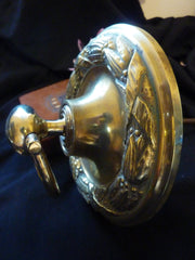 Huge Antique Brass Mechanical Front Door Bell, Pull & Cranks