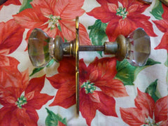 6 Pairs Glass & Brass Rim Lock Door Knobs & Backplates