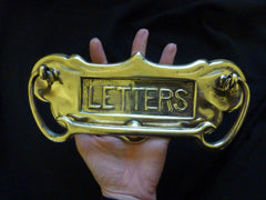 Large Art Nouveau Reclaimed Brass Door Letter Box & Knocker