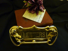 Large Art Nouveau Reclaimed Brass Door Letter Box & Knocker