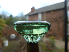 6 Vintage Lindshammar Green Glass Drawer Knobs 1970s