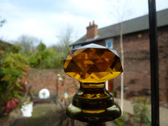 Pair of Vintage Amber Cut Glass & Brass Drawer Knobs