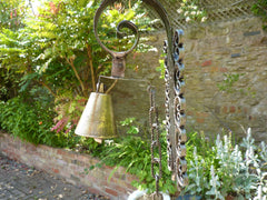 Vintage Wrought Iron Gate Bell Chime - Rooster Spanish Revival Brass Door Bell