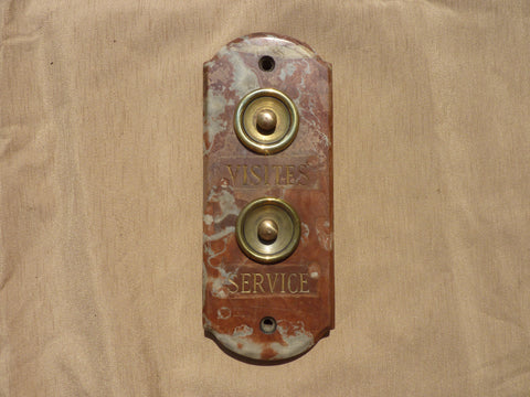 Art Deco French Marble & Brass Door Bell Push Buttons