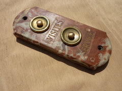 Art Deco French Marble & Brass Door Bell Push Buttons