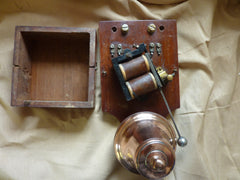 GPO Restored Copper and Wood Fire Bell - Door Bell