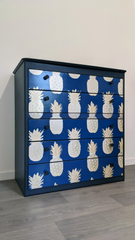 pineapple blue Vintage Refinished chest of drawers